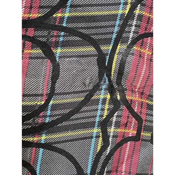 VTG Coach Tartan Plaid Signature C Pattern 21" Scarf Black Red 100% Silk RARE - Picture 5 of 9